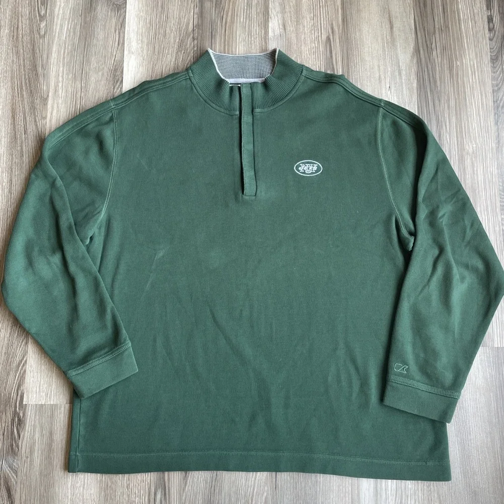 Cutter & Buck New York Jets Mens XXL Green Quarter Snap Pullover Sweatshirt